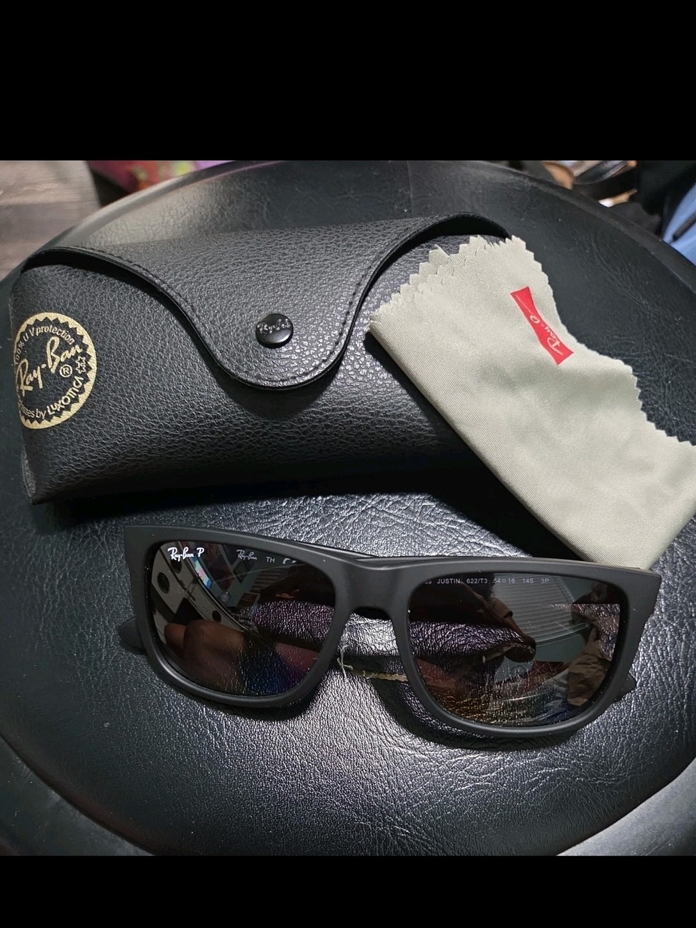 Ray-Ban Justin RB4165 622/T3 Matte Black Grey Gradient Polarized Sunglasses 54mm